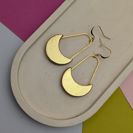SALE DROP MOON EARRINGS GOLD