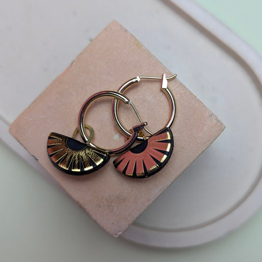 HOOP EARRING WITH CHARM - Semi circle.