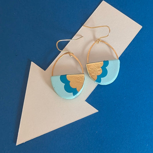 SAMPLE//Drop semi circle scallop earrings.